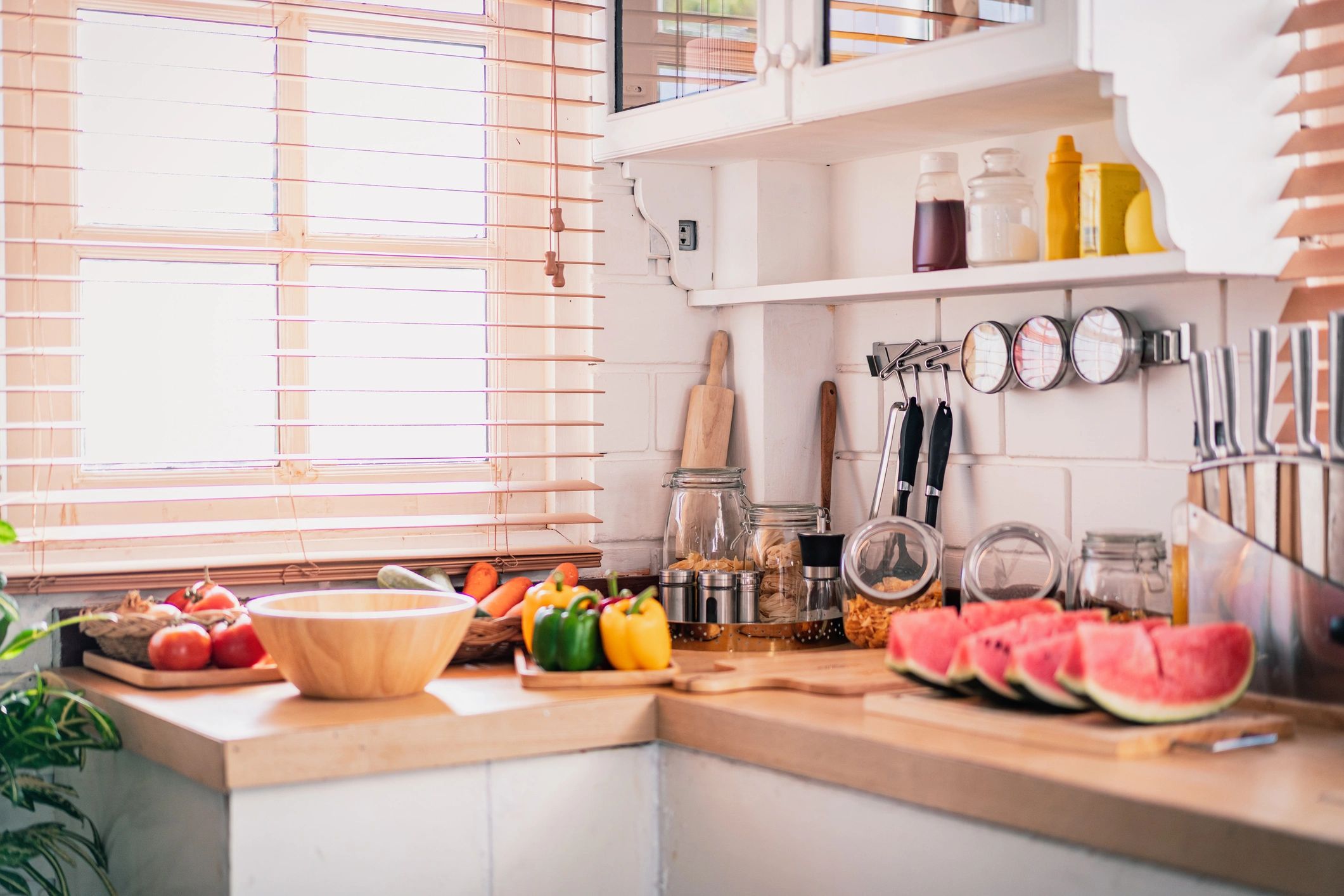 Bright home kitchen setting reflecting everyday kitchen use